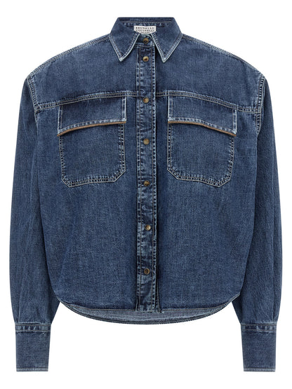 Brunello Cucinelli Blaue Baumwollbluse