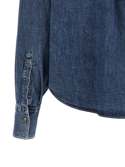 Brunello Cucinelli Blaue Baumwollbluse