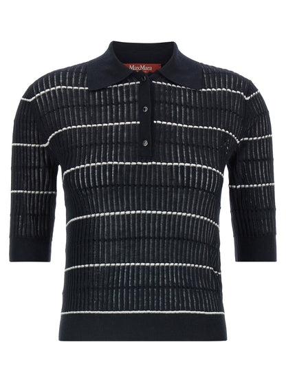 Max Mara Blaues Poloshirt aus Seide