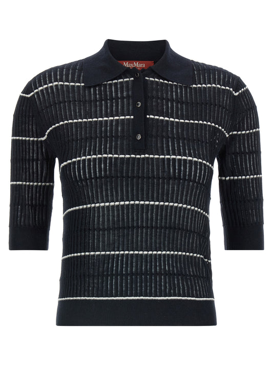 Max Mara Blaues Poloshirt aus Seide