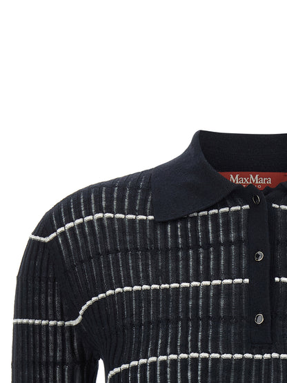 Max Mara Blaues Poloshirt aus Seide