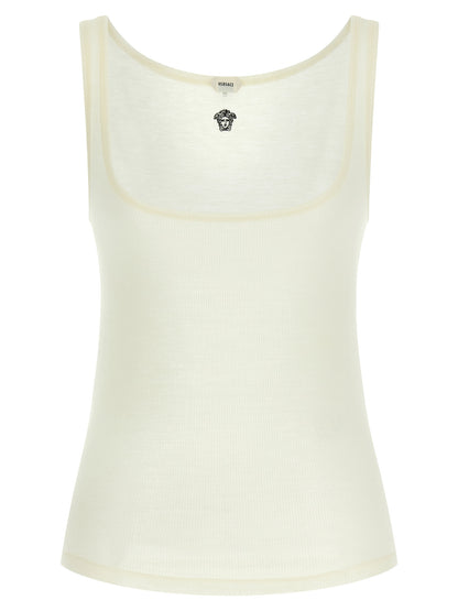 Versace Ärmelloses T-Shirt aus weißer Schurwolle