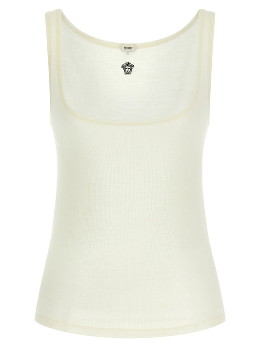 Versace Ärmelloses T-Shirt aus weißer Schurwolle