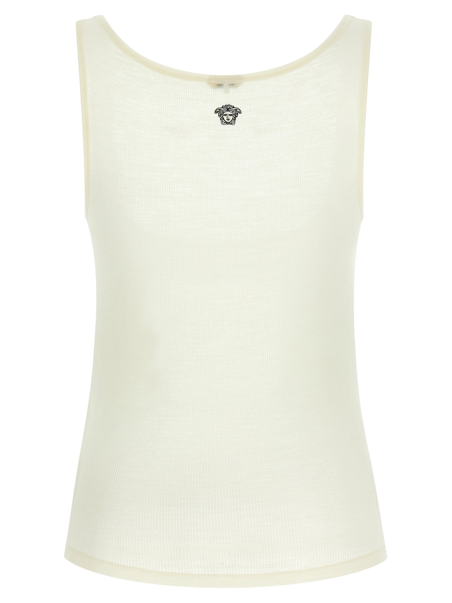 Versace Ärmelloses T-Shirt aus weißer Schurwolle