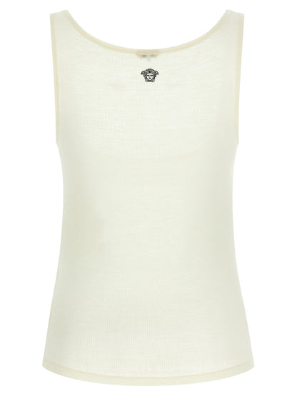 Versace Ärmelloses T-Shirt aus weißer Schurwolle
