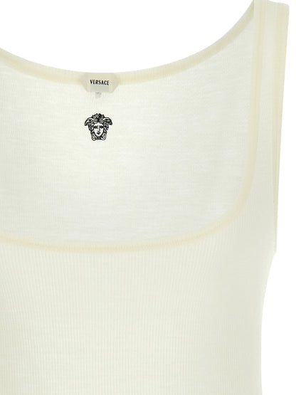Versace Ärmelloses T-Shirt aus weißer Schurwolle