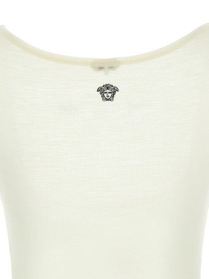 Versace Ärmelloses T-Shirt aus weißer Schurwolle