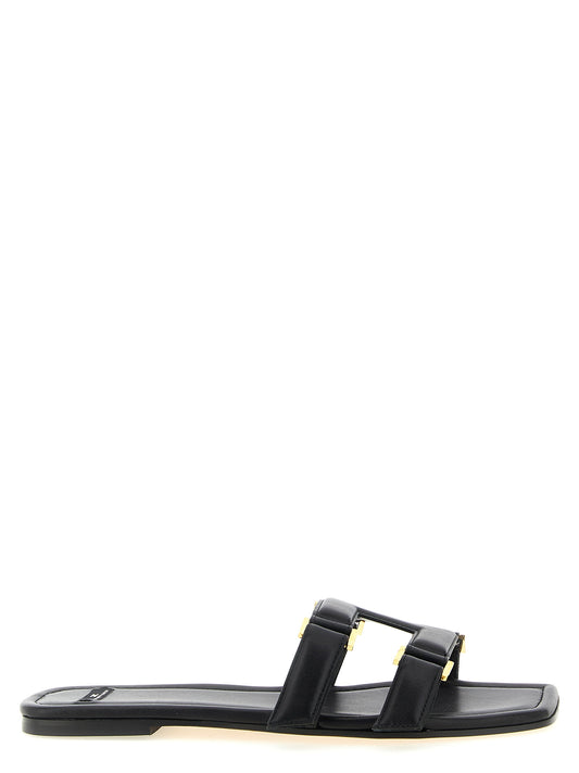 Elisabetta Franchi Schwarze Lammleder-Slipper