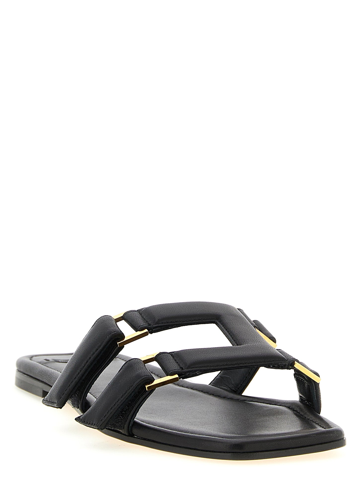 Elisabetta Franchi Schwarze Lammleder-Slipper