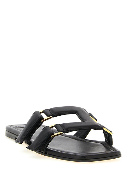 Elisabetta Franchi Schwarze Lammleder-Slipper