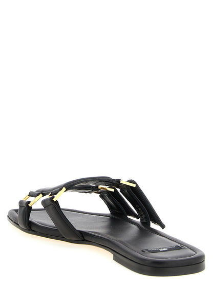 Elisabetta Franchi Schwarze Lammleder-Slipper