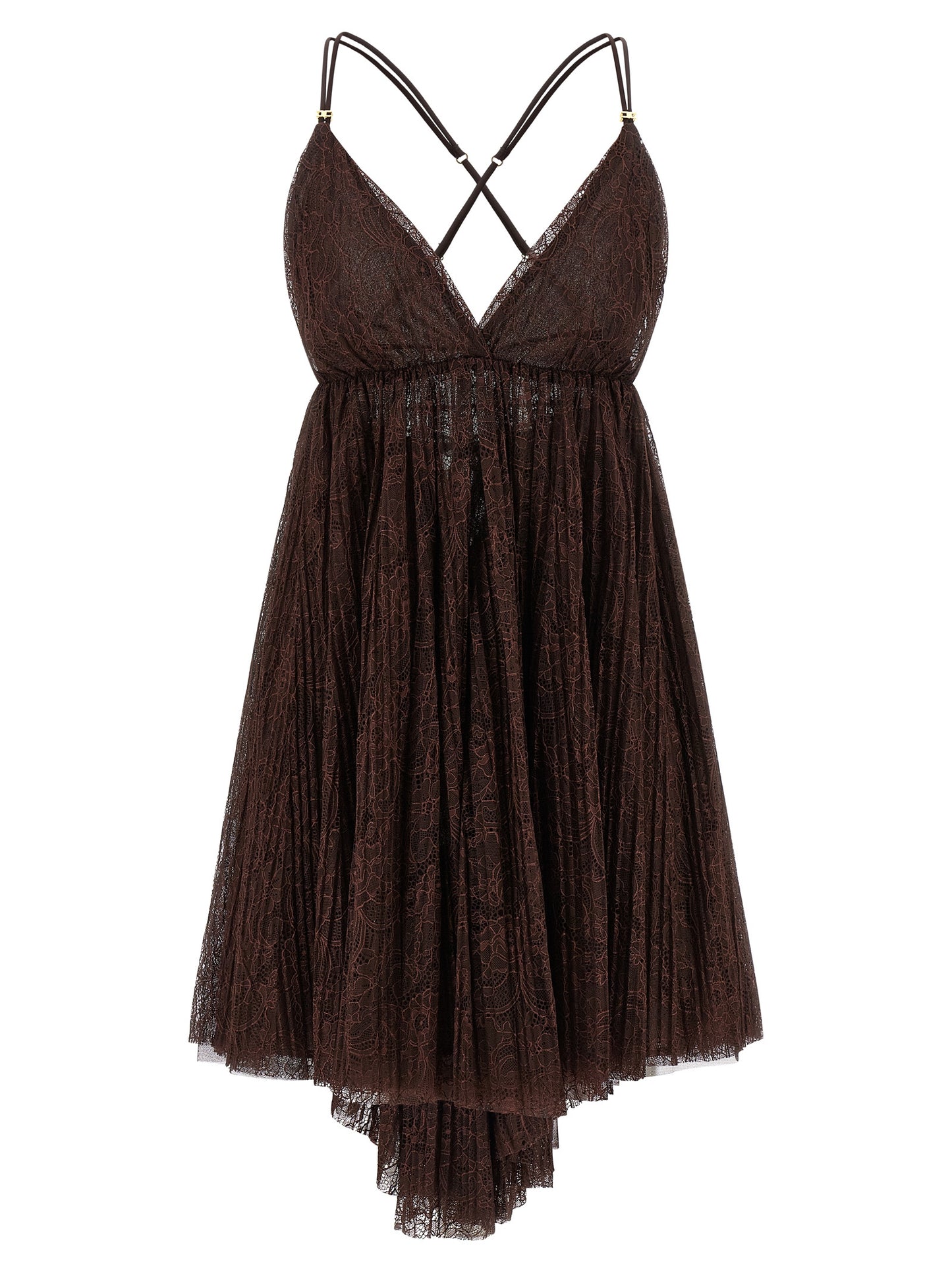 Elisabetta Franchi Kurzes Kleid aus braunem Polyamid