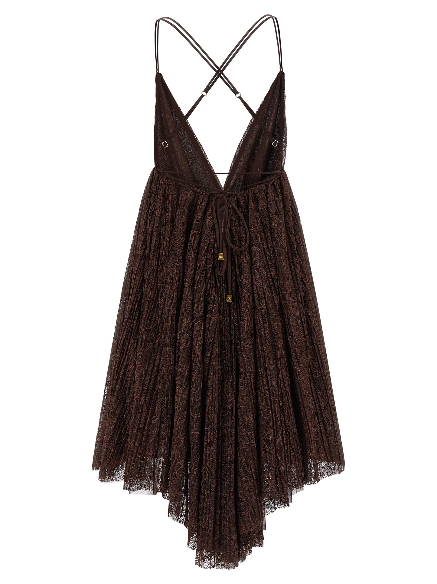 Elisabetta Franchi Kurzes Kleid aus braunem Polyamid