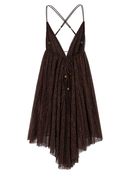 Elisabetta Franchi Kurzes Kleid aus braunem Polyamid