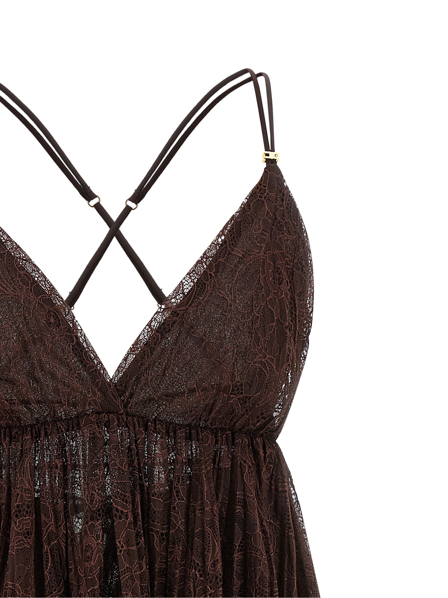 Elisabetta Franchi Kurzes Kleid aus braunem Polyamid