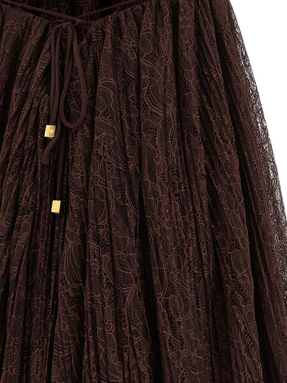Elisabetta Franchi Kurzes Kleid aus braunem Polyamid