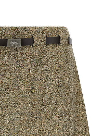 Ferragamo Mehrfarbiger Maxirock aus Leinen