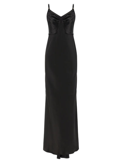 Elisabetta Franchi Schwarzes Maxikleid aus Polyester