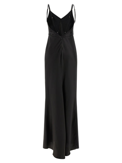 Elisabetta Franchi Schwarzes Maxikleid aus Polyester