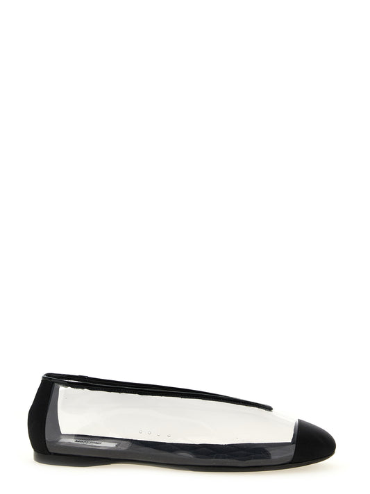 Moschino Schwarze PVC-Ballerinas mit Satin-Details