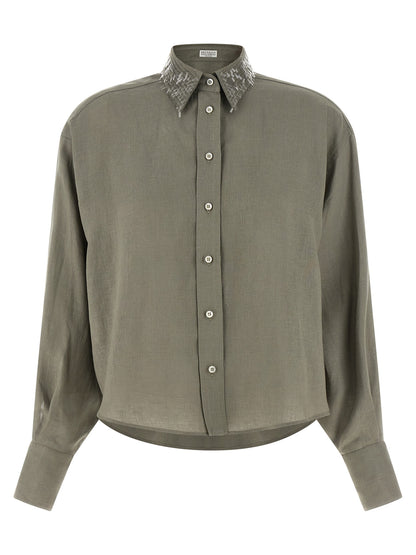 Brunello Cucinelli Zweifarbige Leinenbluse