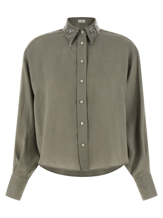 Brunello Cucinelli Zweifarbige Leinenbluse