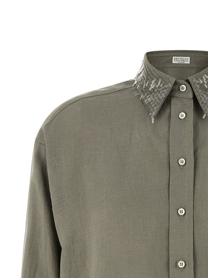 Brunello Cucinelli Zweifarbige Leinenbluse