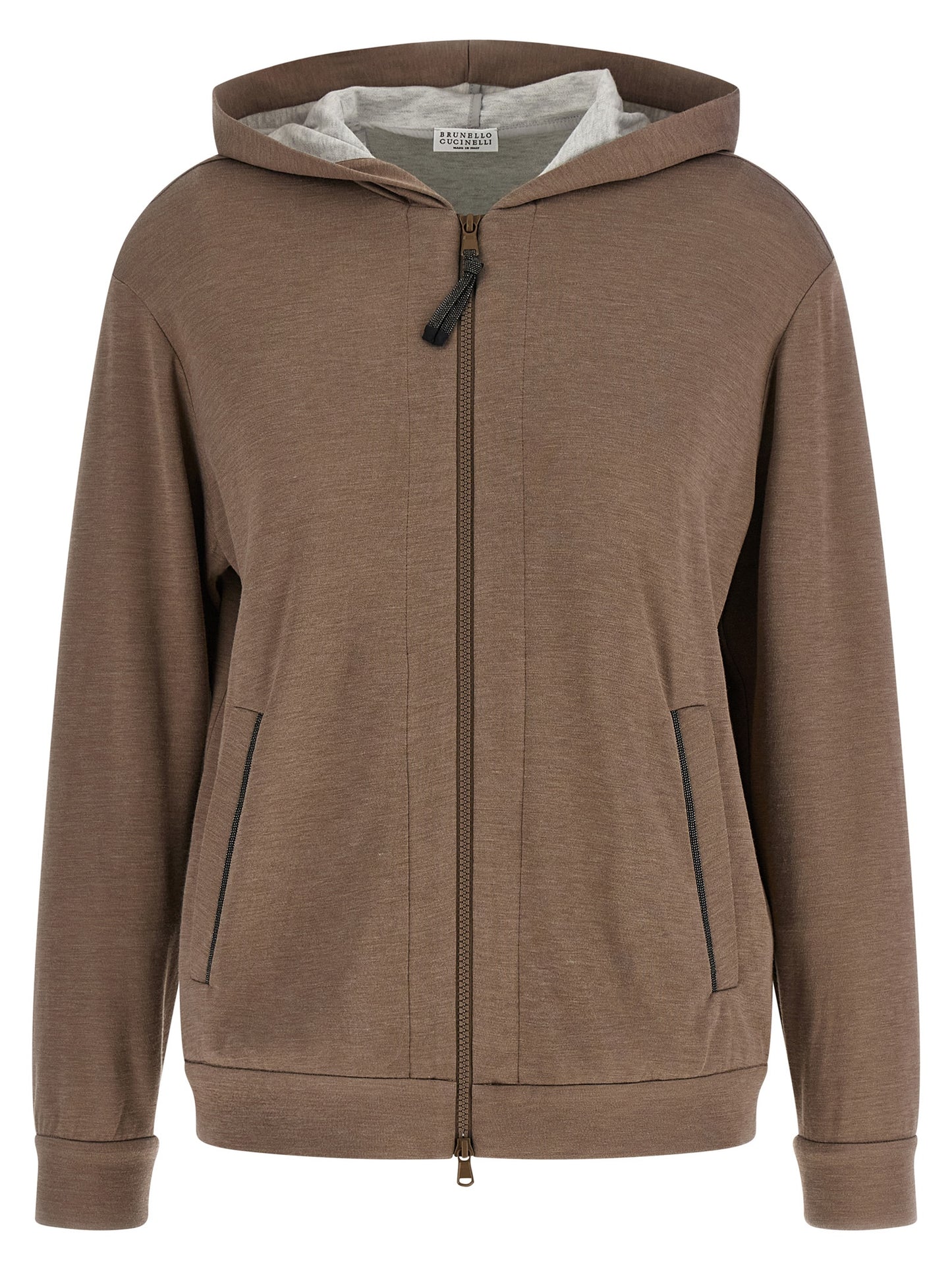 Brunello Cucinelli Brauner Baumwoll-Kapuzenpullover