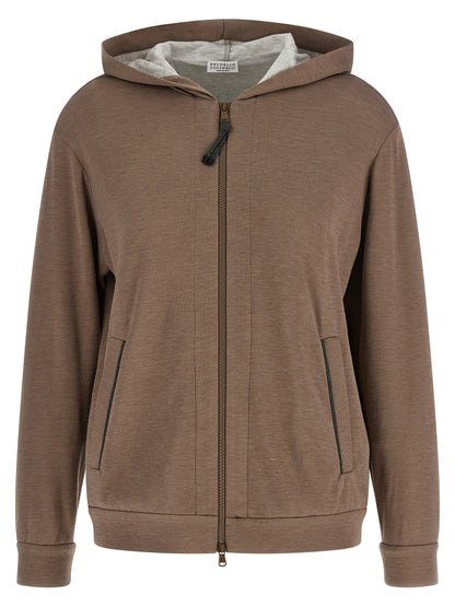 Brunello Cucinelli Brauner Baumwoll-Kapuzenpullover