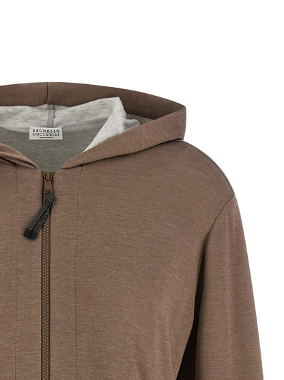 Brunello Cucinelli Brauner Baumwoll-Kapuzenpullover