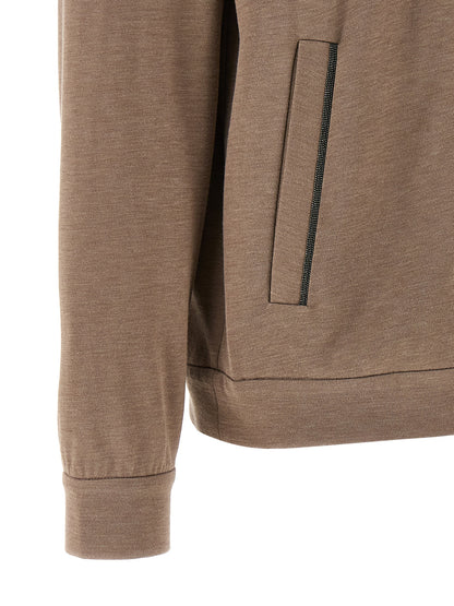 Brunello Cucinelli Brauner Baumwoll-Kapuzenpullover