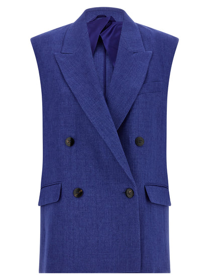 Max Mara Blaue Leinen-Weste