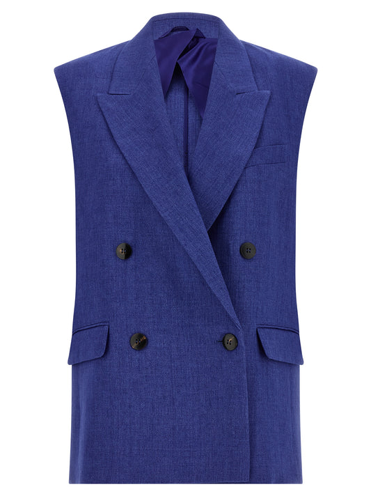Max Mara Blaue Leinen-Weste