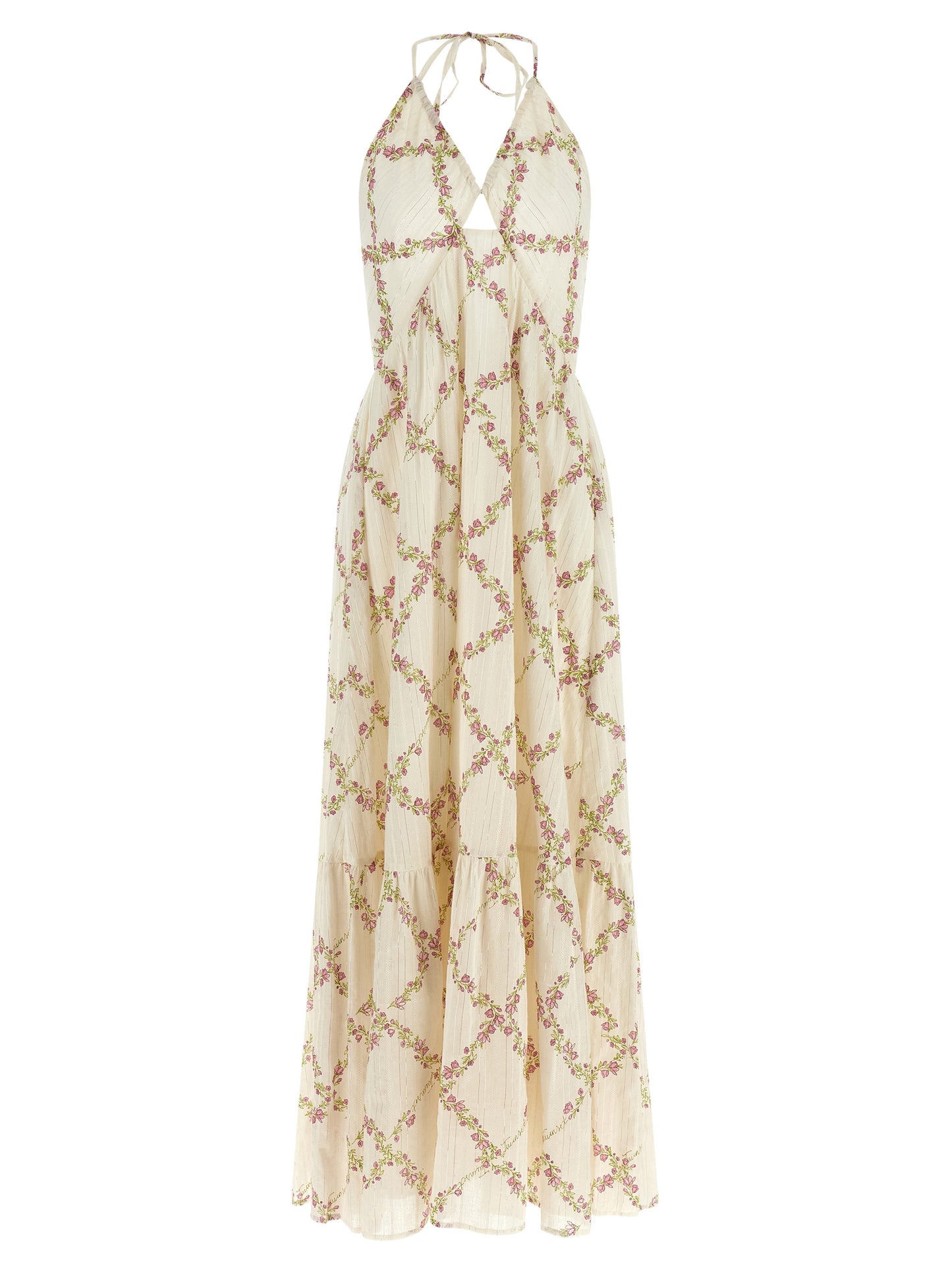 Twinset Weißes Baumwoll-Maxikleid