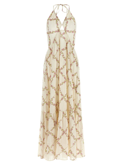 Twinset Weißes Baumwoll-Maxikleid