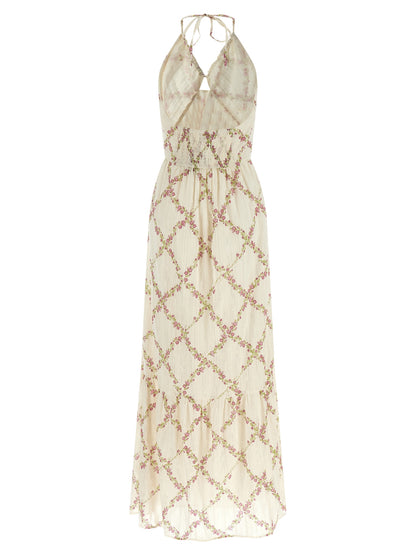 Twinset Weißes Baumwoll-Maxikleid