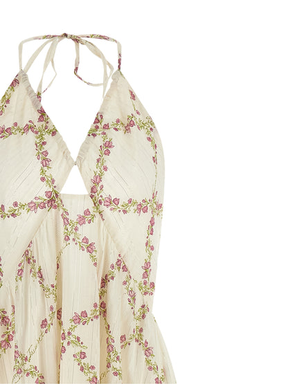 Twinset Weißes Baumwoll-Maxikleid
