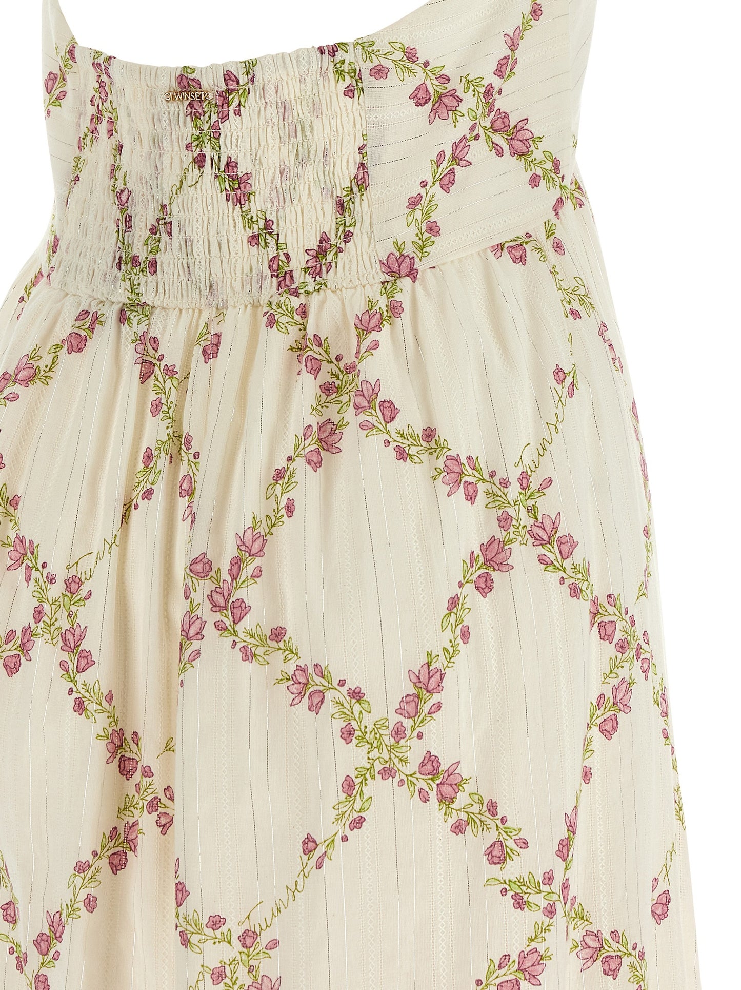 Twinset Weißes Baumwoll-Maxikleid