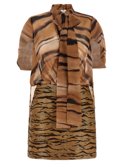 Elisabetta Franchi Kurzes Braunes Kleid Aus Polyester