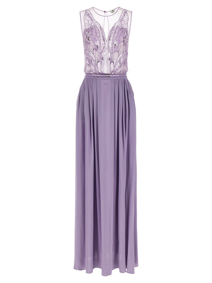 Elisabetta Franchi Langes Kleid aus violettem Viskose