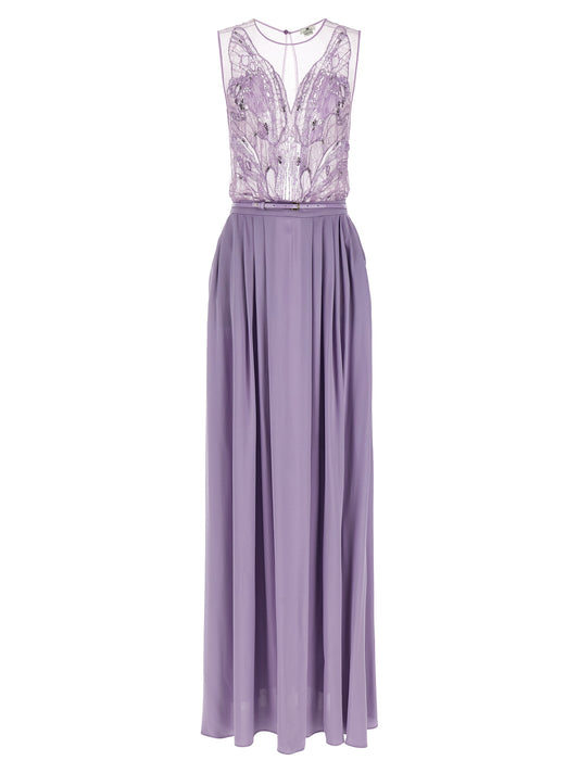 Elisabetta Franchi Langes Kleid aus violettem Viskose