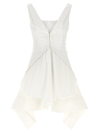 Alexander McQueen Weißes Baumwoll-Kurzkleid