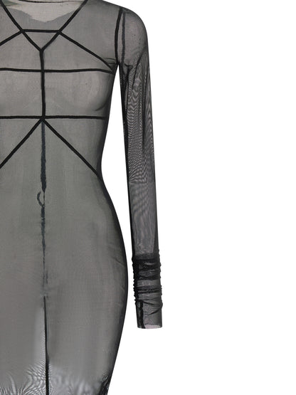 Rick Owens Langes schwarzes Kleid aus Nylon