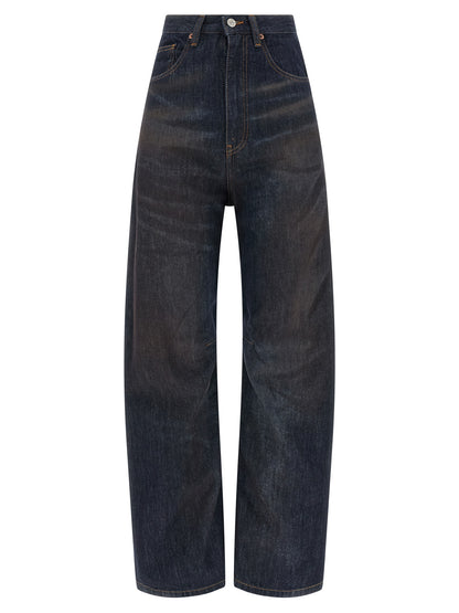 MM6 Maison Margiela Blaue High-Waist Jeans aus Baumwolle