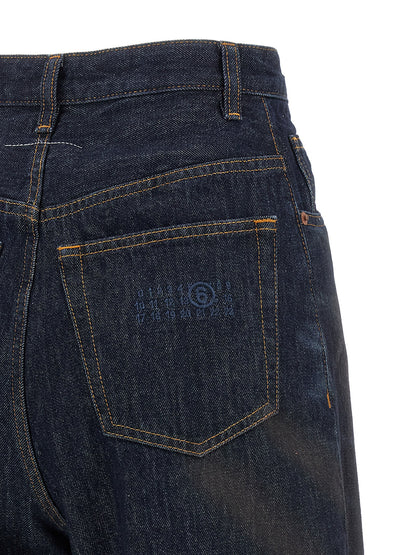 MM6 Maison Margiela Blaue High-Waist Jeans aus Baumwolle