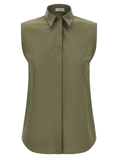 Brunello Cucinelli Zweifarbige Baumwollbluse