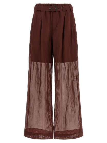Brunello Cucinelli Bordeaux Baumwollhose mit ausgestelltem Bein