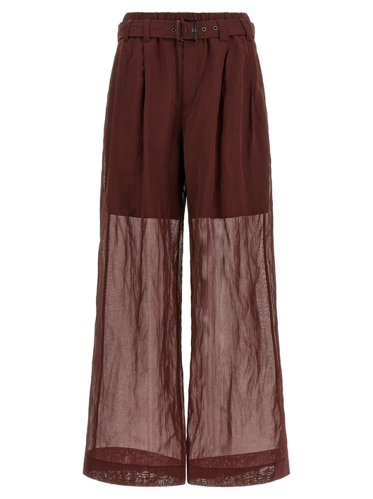 Brunello Cucinelli Bordeaux Baumwollhose mit ausgestelltem Bein