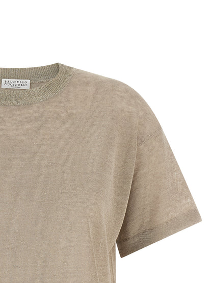 Brunello Cucinelli Beige Leinenstrickjacke