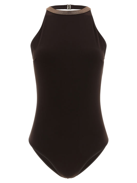 Brunello Cucinelli Brauner Einteiler aus Polyamid